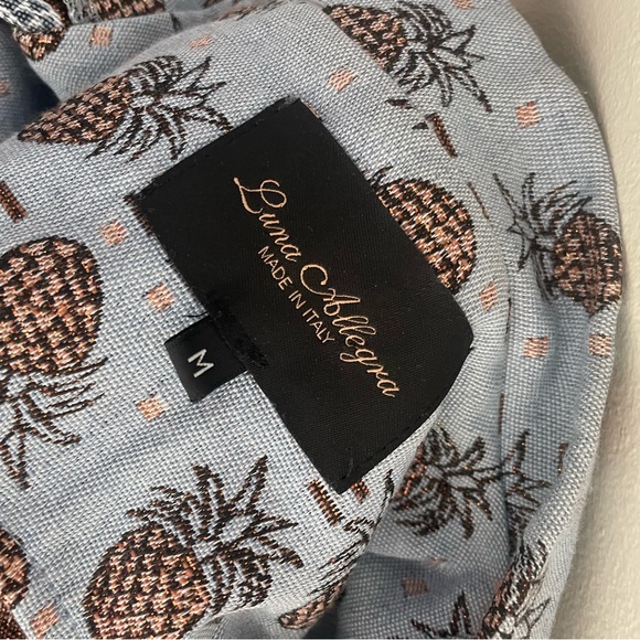 MADE IN ITALY - Luna Allegra - Light Blue Pineapple-Print Bomber Jacket - Medium - Picture 2 of 5